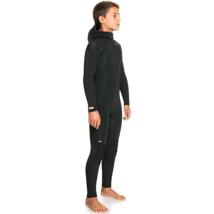 2024 Quiksilver Junior Everyday Sessions 4/3mm Chest Zip Con Capucha Neopreno EQBW203007 - Black